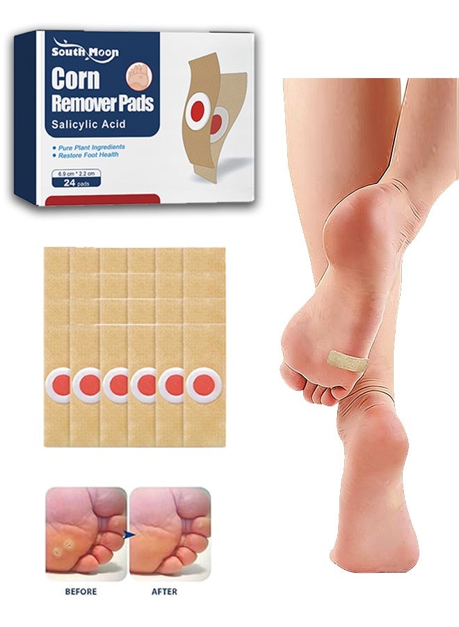 South Moon Corn Remover Pads, 24 Pcs Salicylic Acid Foot Corn Wart Remover Patches with Natural Herbal Ingredients for Calluses, Flesh Thorns & Foot Pad (Fast Pain Relief) - Image 1